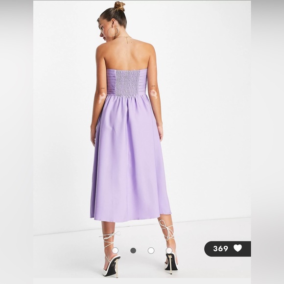 Little Mistress bandeau flare dress in lilac - Picture 5 of 9